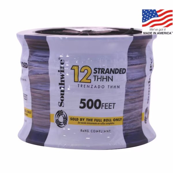 Southwire 500-ft 12 -AWG Black Stranded Copper THHN wire ( By-the-roll )