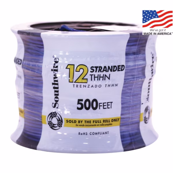 Southwire 500-ft 12 -AWG Blue Stranded Copper THHN wire ( By-the-roll )