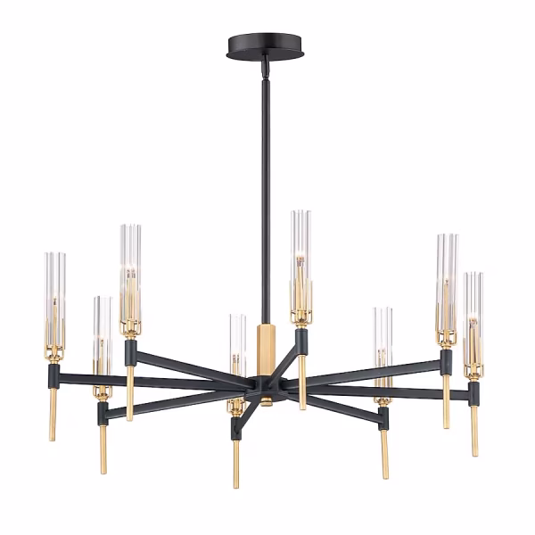Maxim Lighting Flambeau 8 -Light Antique Black Glam For Use in Bedrooms, Dining Rooms, Foyers, Kitchens, Living Rooms Chandelier