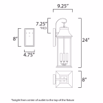 Maxim Lighting Vicksburg 3 -Light 24-in H Matte Black Hardwired Outdoor Wall Light - Image 3