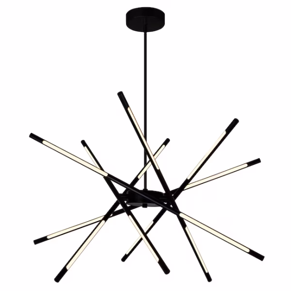 CWI Lighting Oskil 6-Light Black Modern Contemporary Integrated LED For Use In Bedrooms, Dining Rooms, Foyers, Kitchens & Living Rooms Chandelier