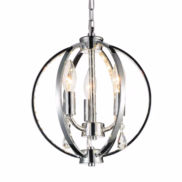 CWI Lighting Abia 3 -Light Chrome Modern/contemporary Geometric Medium Hanging Pendant light