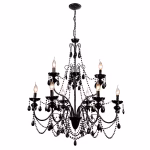 CWI Lighting Keen 9-Light Black Modern Contemporary For Use In Bathrooms, Bedrooms, Dining Rooms, Foyers, Kitchens & Living Rooms Chandelier