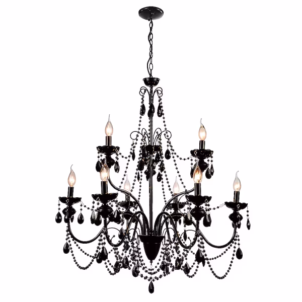 CWI Lighting Keen 9-Light Black Modern Contemporary For Use In Bathrooms, Bedrooms, Dining Rooms, Foyers, Kitchens & Living Rooms Chandelier