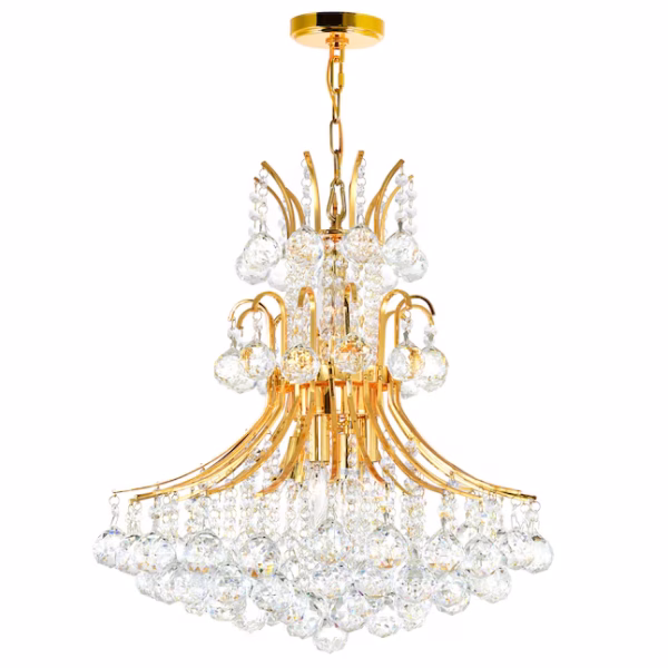 CWI Lighting Princess 10 -Light Gold Traditional Crystal For Use in Bathrooms, Bedrooms, Dining Rooms, Foyers, Kitchens, Living Rooms Chandelier