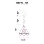 CWI Lighting Diamond 1 -Light Black Modern/contemporary Geometric Medium Hanging Pendant light - Image 3