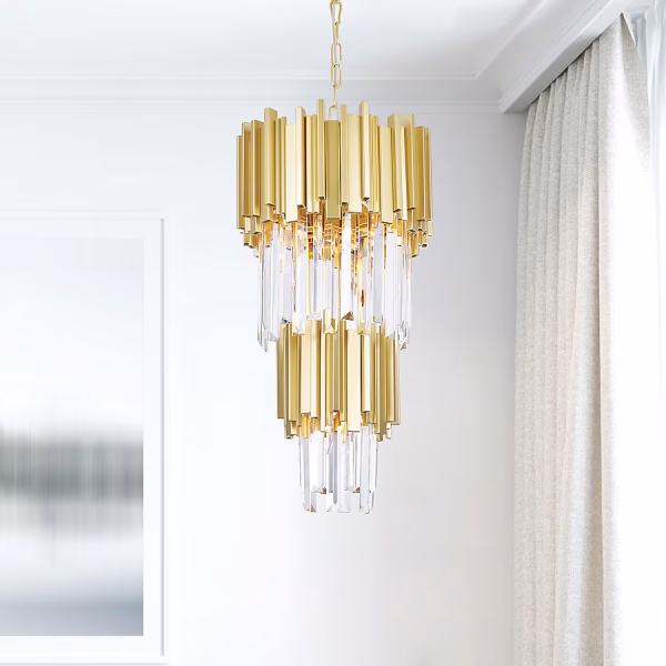 CWI Lighting Deco 4 -Light Medallion Gold Modern/contemporary Geometric Hanging Pendant light