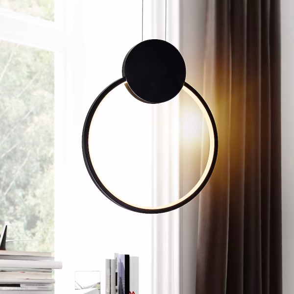 CWI Lighting Pulley 1 -Light Black Modern/contemporary Geometric Integrated LED Medium Hanging Pendant light