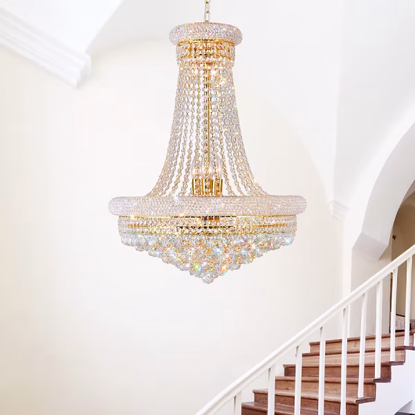 CWI Lighting Empire 17-Light Gold Traditional Crystal For Use In Bathrooms, Bedrooms, Dining Rooms, Foyers, Kitchens & Living Rooms Chandelier