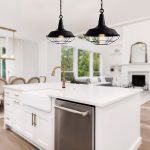CWI Lighting Morgan 1 -Light Black Rustic Geometric Medium Hanging Pendant light