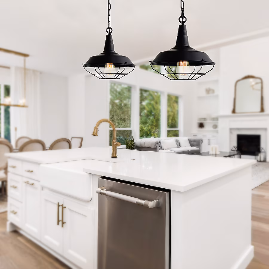 68145075 CWI Lighting Morgan 1 -Light Black Rustic Geometric Medium Hanging Pendant light - Image 1
