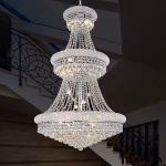 CWI Lighting Empire 32-Light Chrome Traditional Crystal For Use In Bathrooms, Bedrooms, Dining Rooms, Foyers, Kitchens & Living Rooms Chandelier
