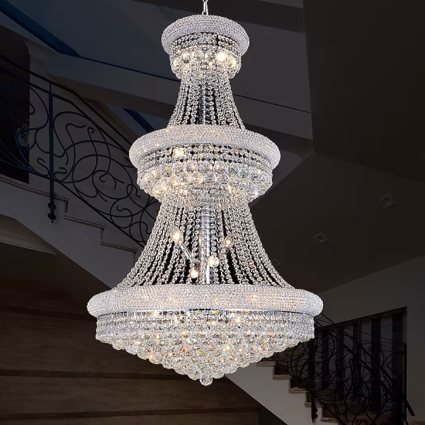 CWI Lighting Empire 32-Light Chrome Traditional Crystal For Use In Bathrooms, Bedrooms, Dining Rooms, Foyers, Kitchens & Living Rooms Chandelier