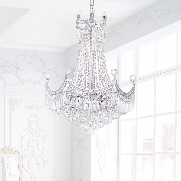 CWI Lighting Amanda 11-Light Chrome Traditional Crystal For Use In Bathrooms, Bedrooms, Dining Rooms, Foyers, Kitchens & Living Rooms Chandelier