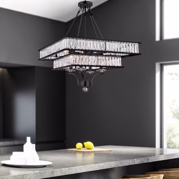 CWI Lighting Shalia 8-Light Black Traditional Chandelier for Bathrooms, Bedrooms, Dining Rooms, Foyers, Kitchens & Living Rooms