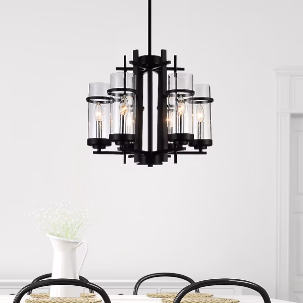 CWI Lighting Sierra 6-Light Black Modern Contemporary For Use In Bathrooms, Bedrooms, Dining Rooms, Foyers, Kitchens & Living Rooms Chandelier