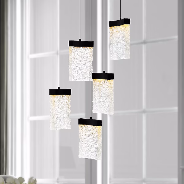 CWI Lighting Lava 1 -Light Black Modern/contemporary Square Integrated LED Medium Hanging Pendant light