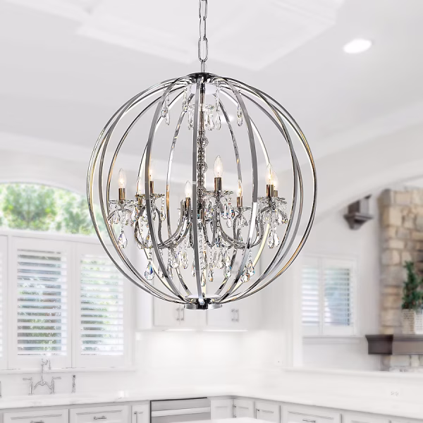 CWI Lighting Abia 8 -Light Chrome Modern/contemporary For Use in Bathrooms, Bedrooms, Dining Rooms, Foyers, Kitchens, Living Rooms Chandelier