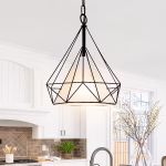 CWI Lighting Diamond 1 -Light Black Modern/contemporary Geometric Medium Hanging Pendant light