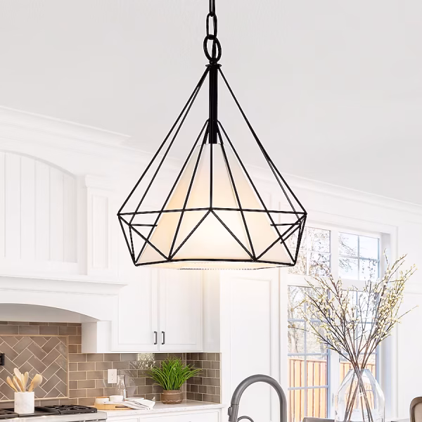 CWI Lighting Diamond 1 -Light Black Modern/contemporary Geometric Medium Hanging Pendant light