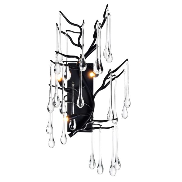 CWI Lighting Anita 11-In W 3-Light Black Glam Wall Sconce