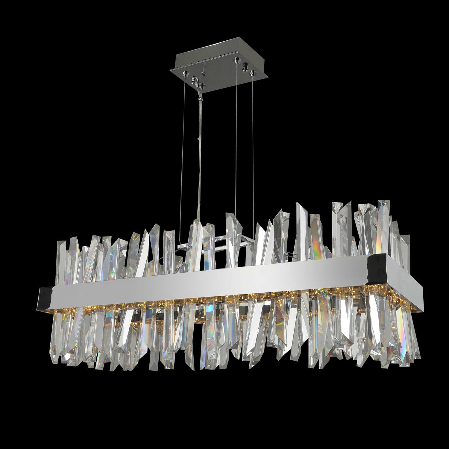 030252_010 Allegri Glacier 36-Inch Rectangular Integrated LED Pendant with Polished Chrome Finish and Firenze Crystal - Image 1