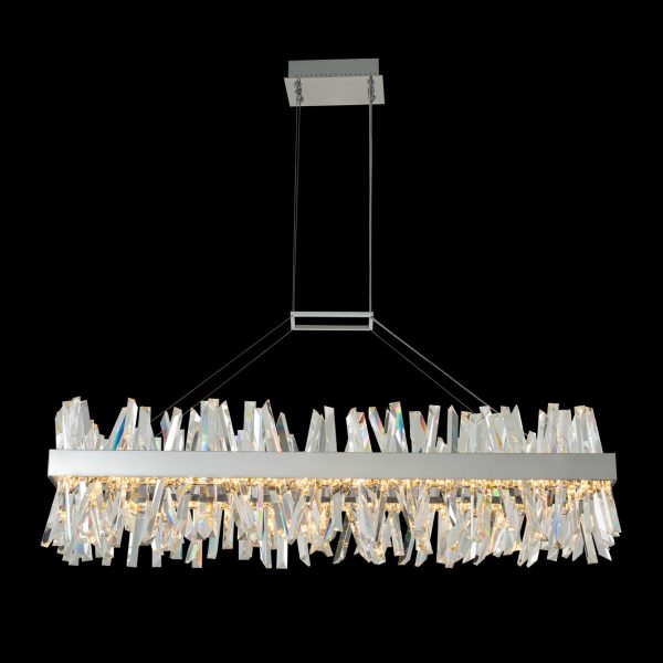 Allegri Glacier 48-Inch Integrated LED Island Pendant with Polished Chrome Finish and Clear Firenze Crystal