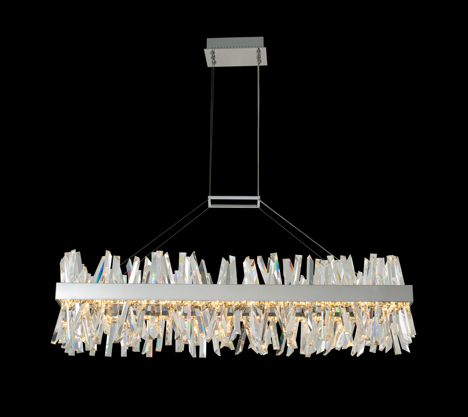 030260_010 Allegri Glacier 48-Inch Integrated LED Island Pendant with Polished Chrome Finish and Clear Firenze Crystal - Image 1