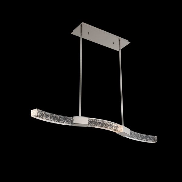 Allegri Athena 40-Inch Integrated LED Island Pendant with Polished Nickel Finish and Clear Firenze Crystal