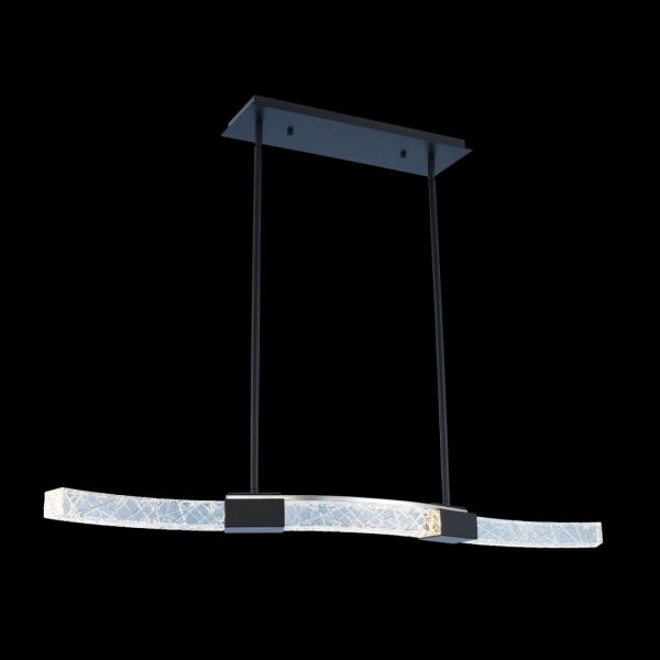 Allegri Athena 40‑Inch Integrated LED Island Pendant 034860‑051‑FR001 with Matte Black / Polished Nickel Finish and Clear Firenze Crystal