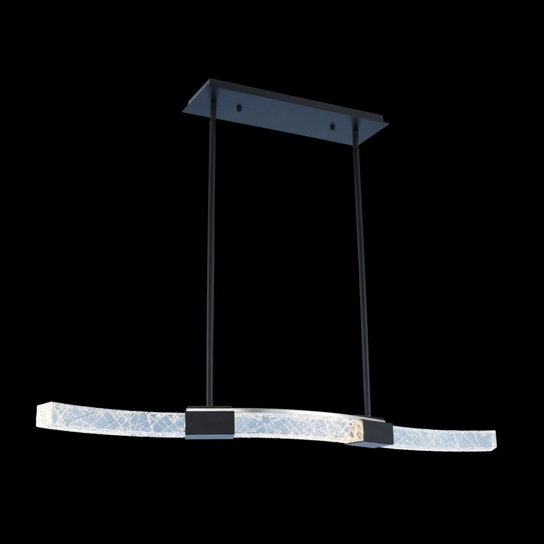 034860_051_FR001-1 Allegri Athena 40‑Inch Integrated LED Island Pendant 034860‑051‑FR001 with Matte Black / Polished Nickel Finish and Clear Firenze Crystal - Image 1