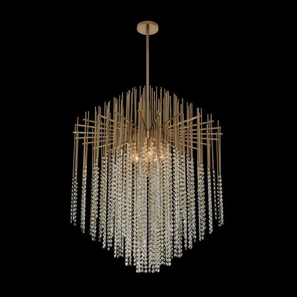 Allegri Estrella 32-Inch Pendant with Brushed Champagne Gold Finish and Firenze Crystal