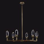 Allegri Misto 6-Light LED Chandelier with Satin Brass Finish and Clear Firenze Crystal