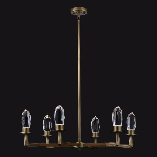 Allegri Misto 6-Light LED Chandelier with Satin Brass Finish and Clear Firenze Crystal