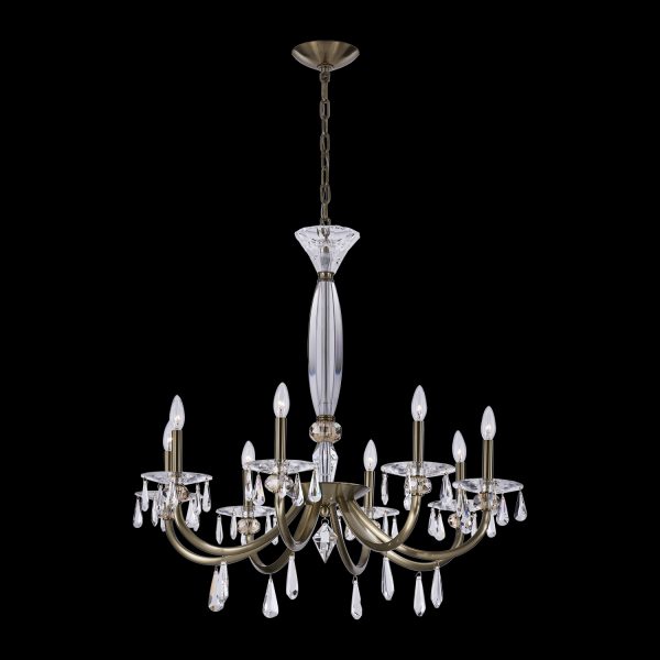 Allegri Passo 8-Light Chandelier with Brushed Brass Finish and Clear Firenze Crystal