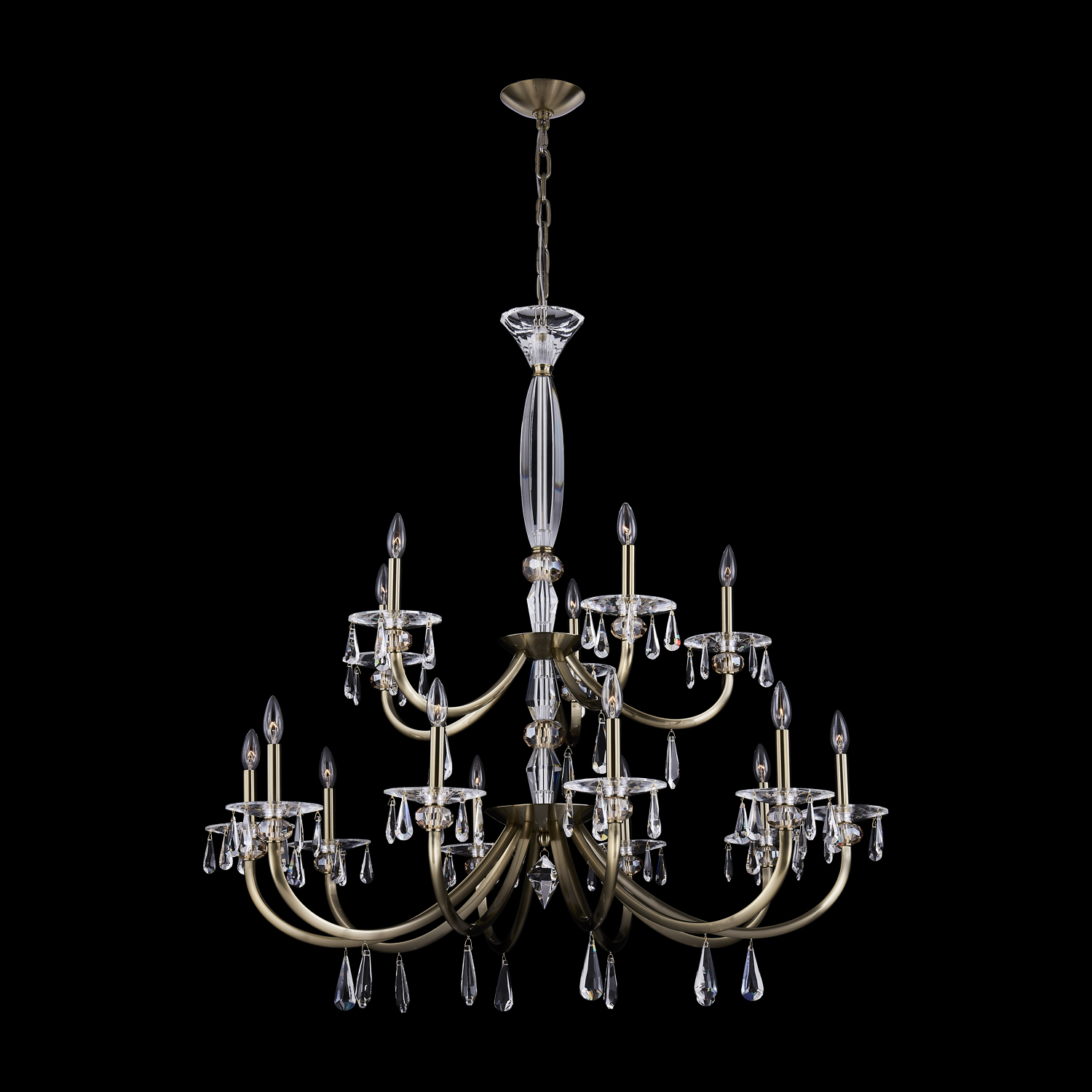 046178_039_FR001_ALT3 Allegri Passo 8-Light Chandelier with Brushed Brass Finish and Clear Firenze Crystal - Image 1