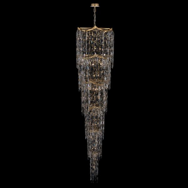 Allegri Cadere 42-Light Foyer Pendant with Two-Tone 18K Gold Finish and Firenze Crystal