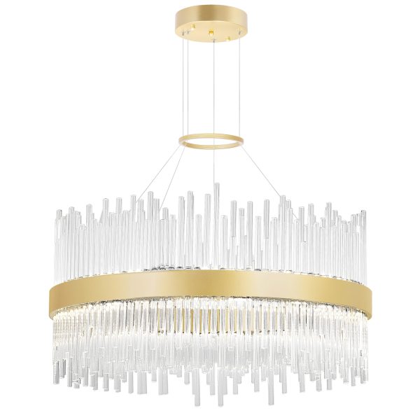 CWI Lighting Genevieve 24-in Integrated LED Chandelier with Medallion Gold Finish
