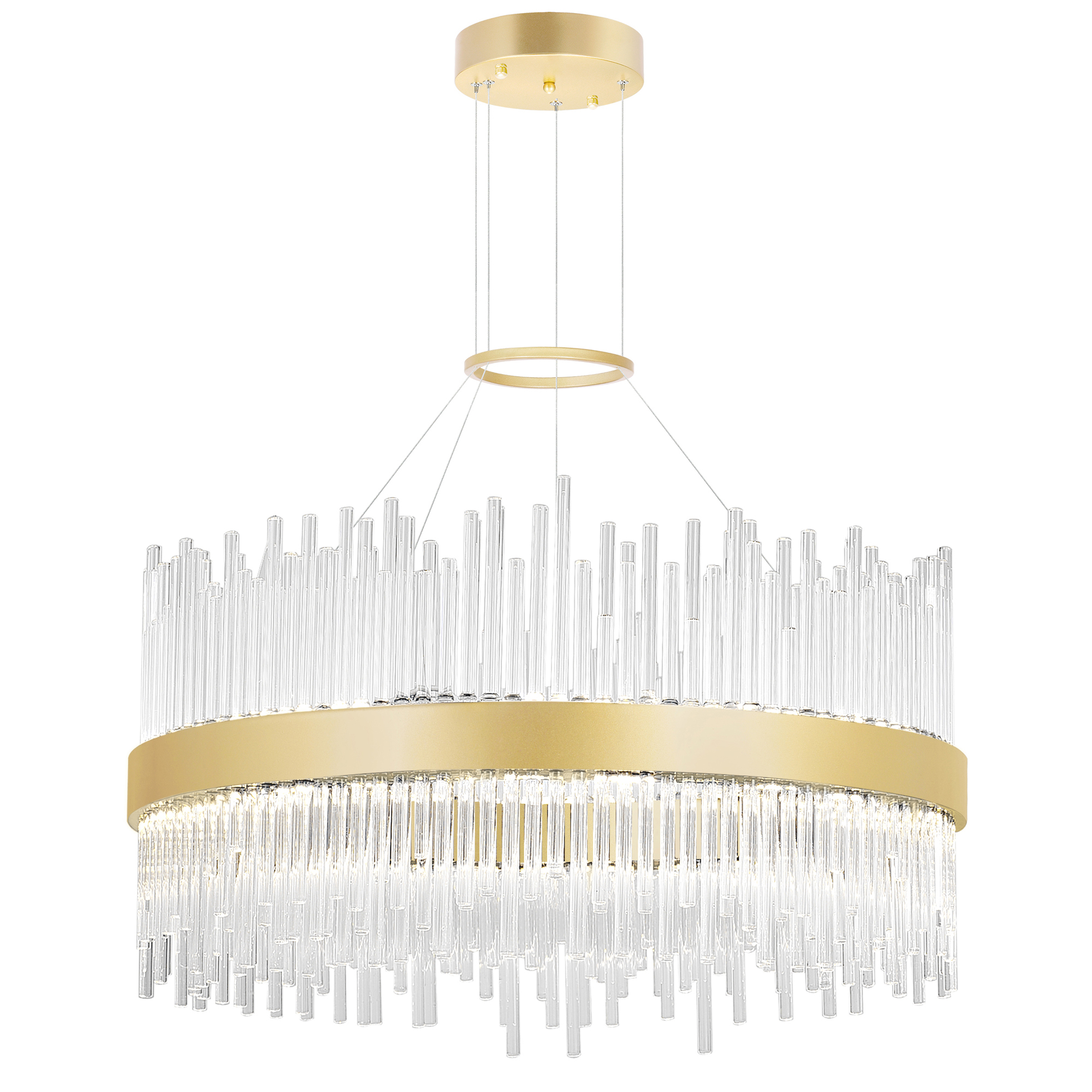 CWI-1063P24-169-2 CWI Lighting Genevieve 24-in Integrated LED Chandelier with Medallion Gold Finish - Image 1