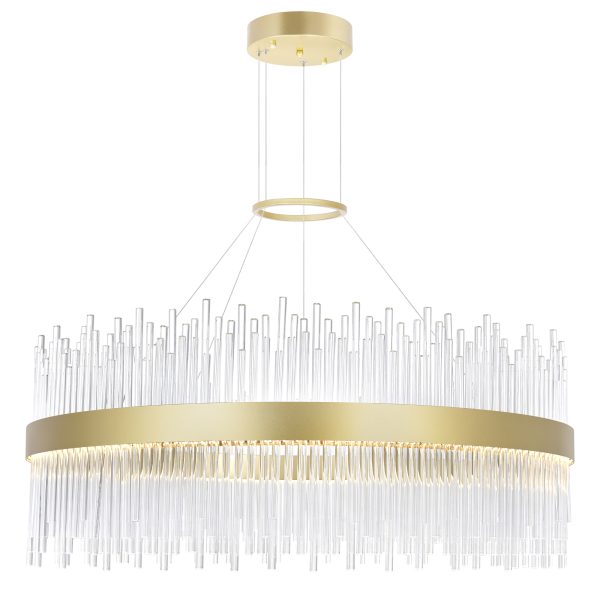 CWI Lighting Genevieve 32-in Integrated LED Chandelier with Medallion Gold Finish