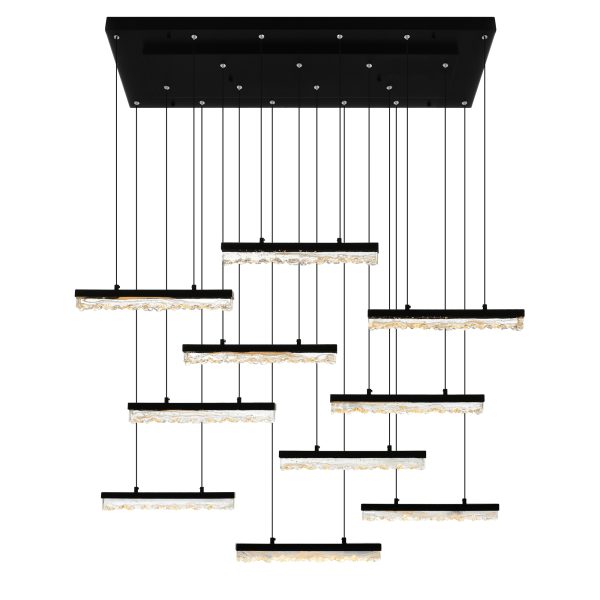 CWI Lighting Stagger 48-in Integrated LED Black Chandelier