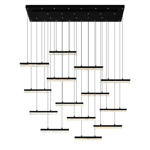 CWI Lighting Stagger 60-in Integrated LED Black Chandelier