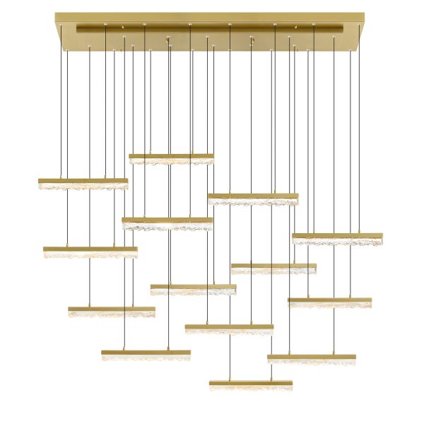 CWI Lighting Stagger 60-in Integrated LED Brass Chandelier