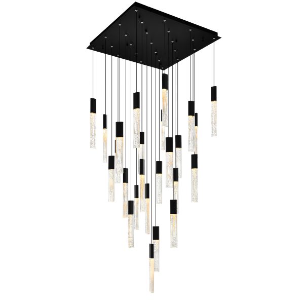 CWI Lighting Greta 28-in Integrated LED Black Chandelier
