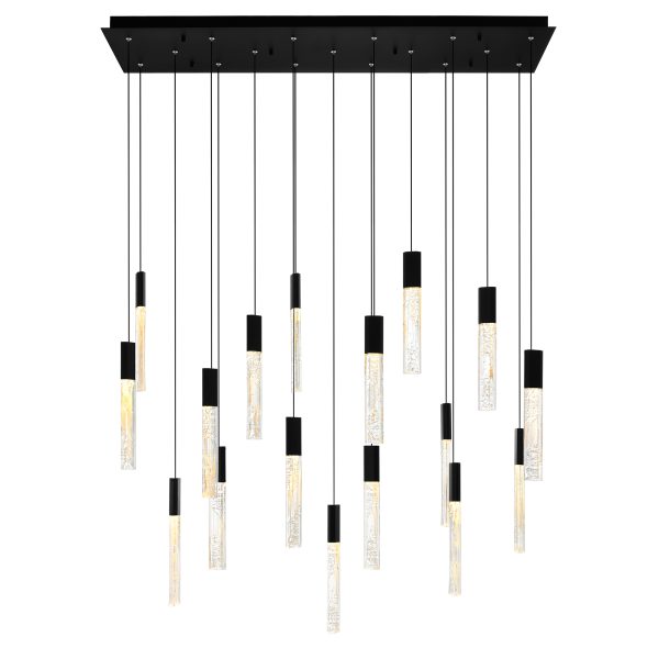 CWI Lighting Greta 48-in Integrated LED Black Chandelier