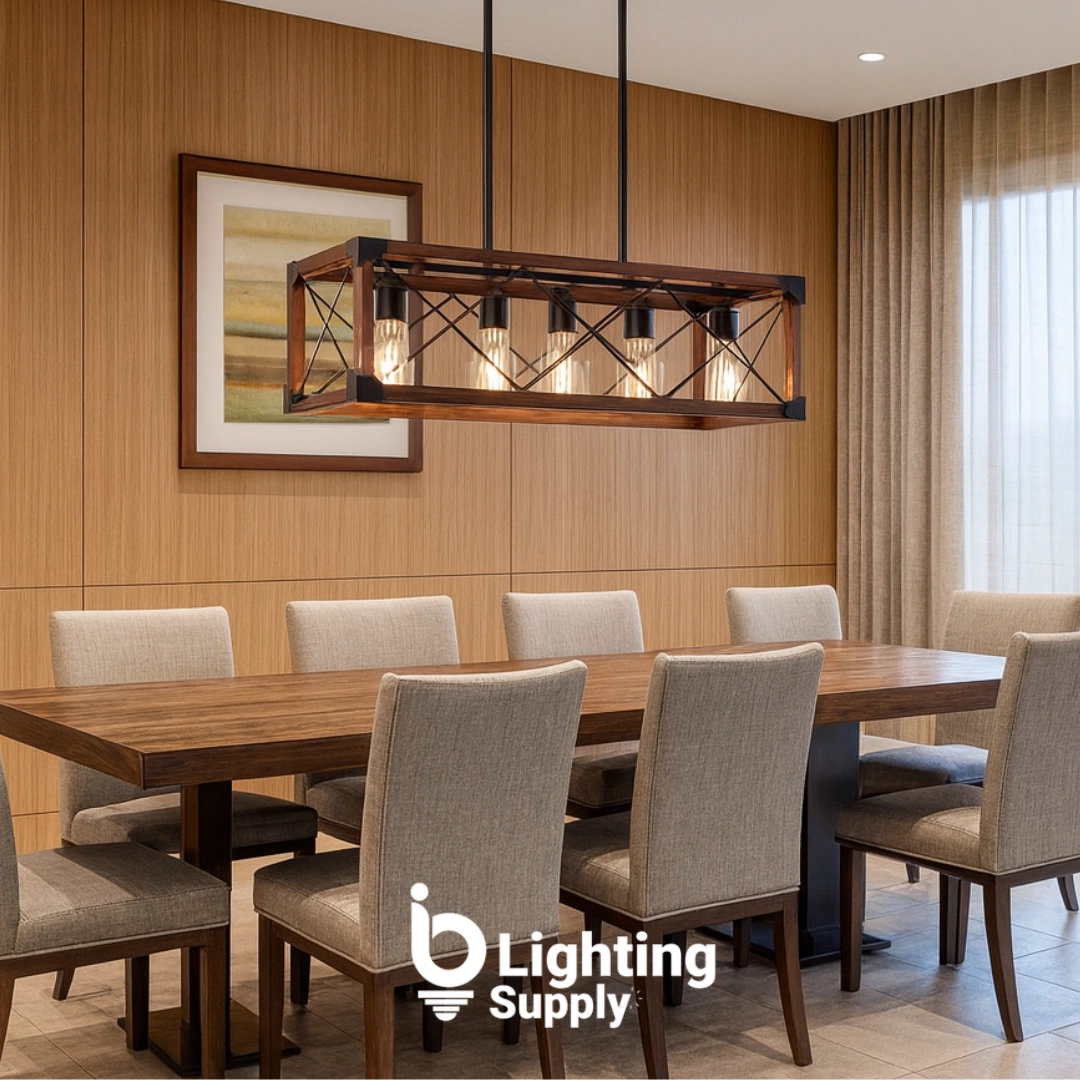 Farmhouse Linear Wood Chandelier