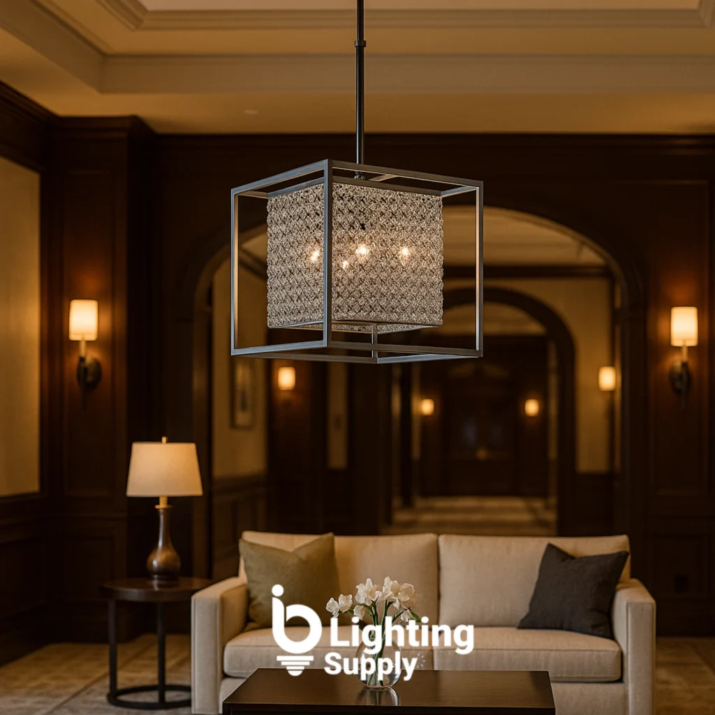 Chrome Cube Chandelier Light: Modern Geometry Meets Elegant Illumination