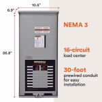 Generac 100-Amp 16-Circuit Load Center Automatic Transfer Switch – 120/240V NEMA 3R – Model RXG16EZA3 - Image 2