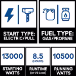 DuroMax HX 13,000/10,500-Watt 500cc Electric Start Dual Fuel Portable Generator – Model XP13000HX - Image 3