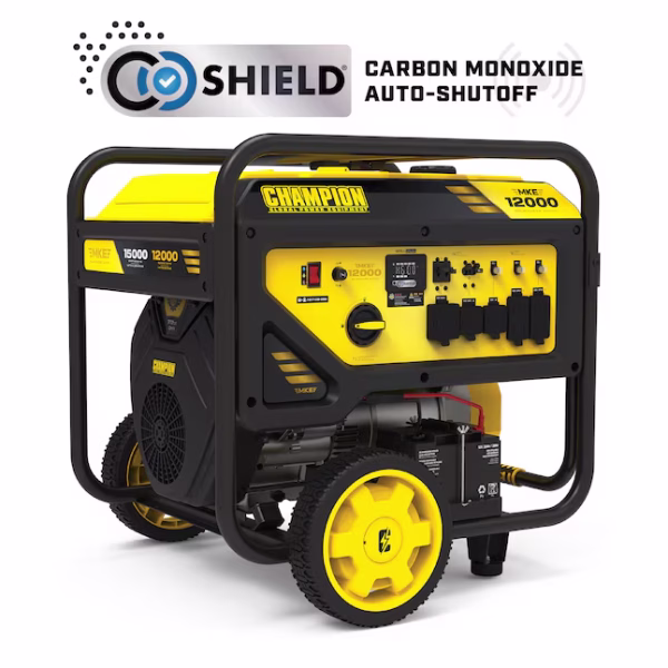 Champion 15,000 / 12,000-Watt Gasoline Portable Generator with Electric Start and CO Shield – Model 201160